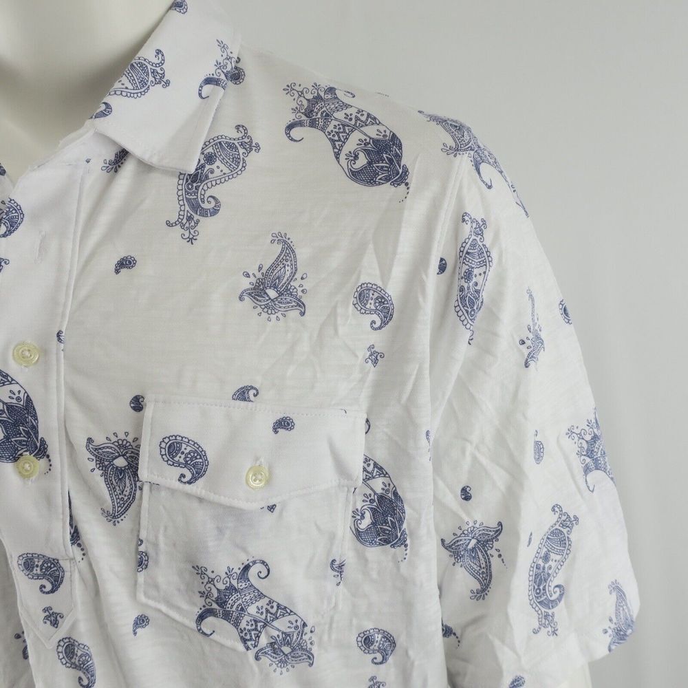 B Draddy Pima Cotton Golf Polo Shirt‎ Mens 2XL White Bandana Print - Picture 3 of 9